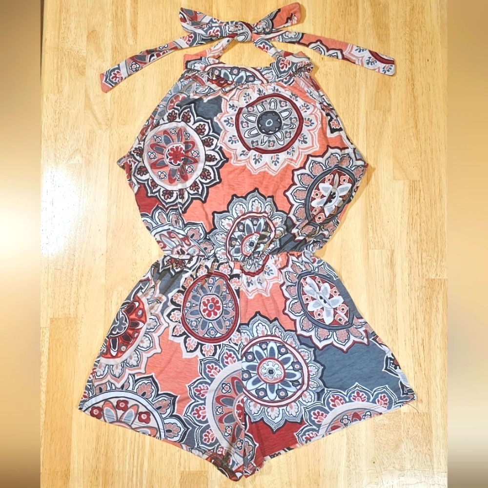 Mandala Print Halter Romper